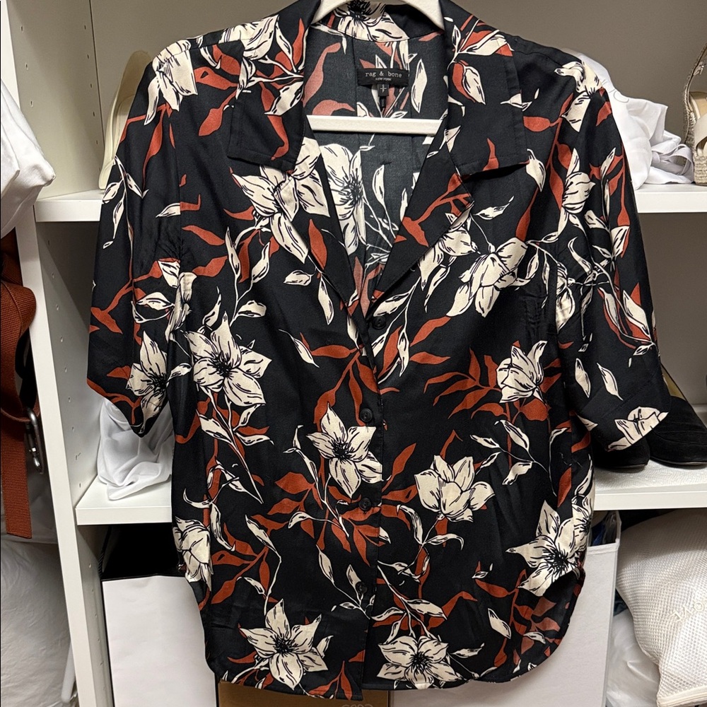 Rag & Bone Floral Black and Red Women's Top